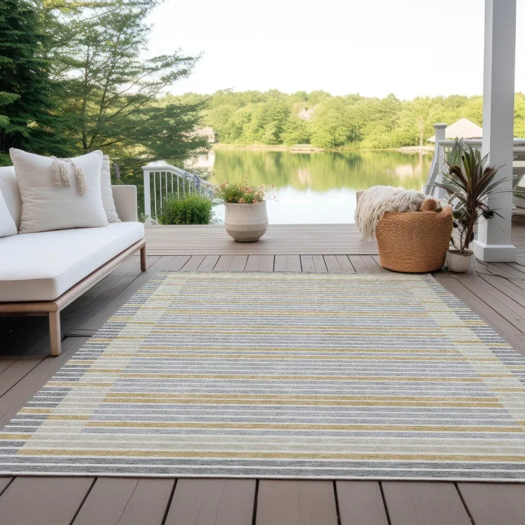 LOOMLAN Rugs Linzia Gray Washable Indoor-Outdoor Rug