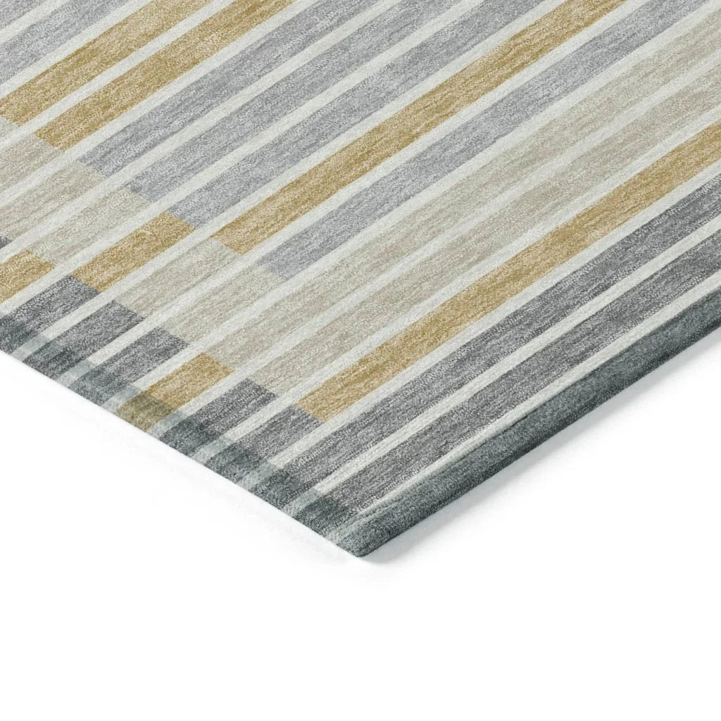LOOMLAN Rugs Linzia Gray Washable Indoor-Outdoor Rug