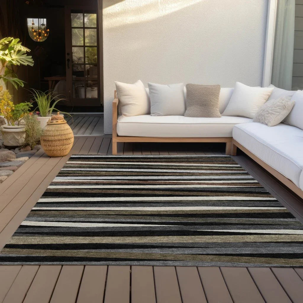 LOOMLAN Rugs Liora Black Washable Indoor-Outdoor Rug