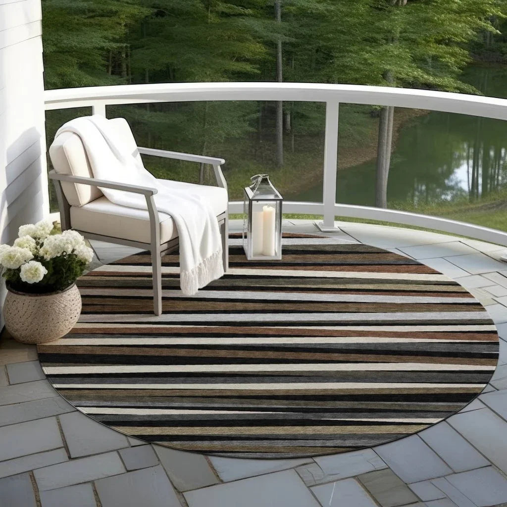 LOOMLAN Rugs Liora Black Washable Indoor-Outdoor Rug