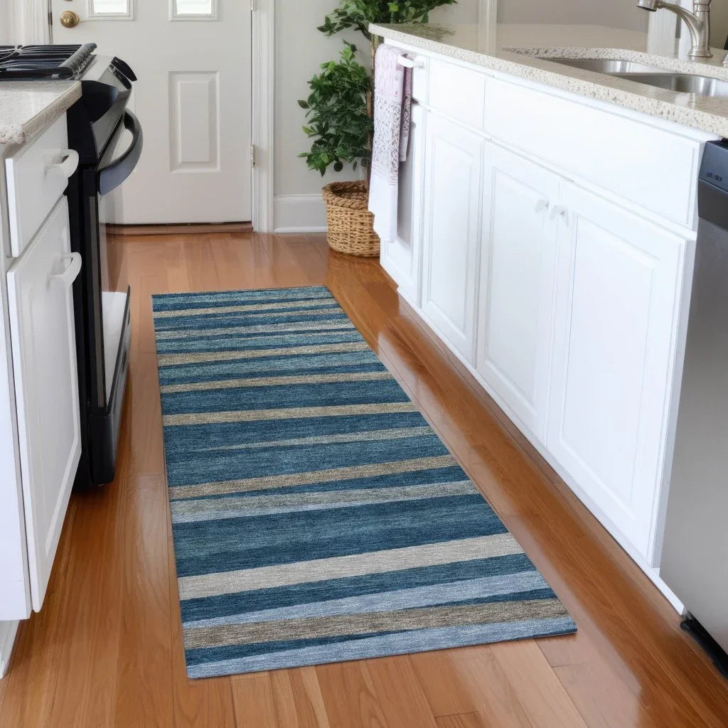 LOOMLAN Rugs Liora Blue Washable Indoor-Outdoor Rug