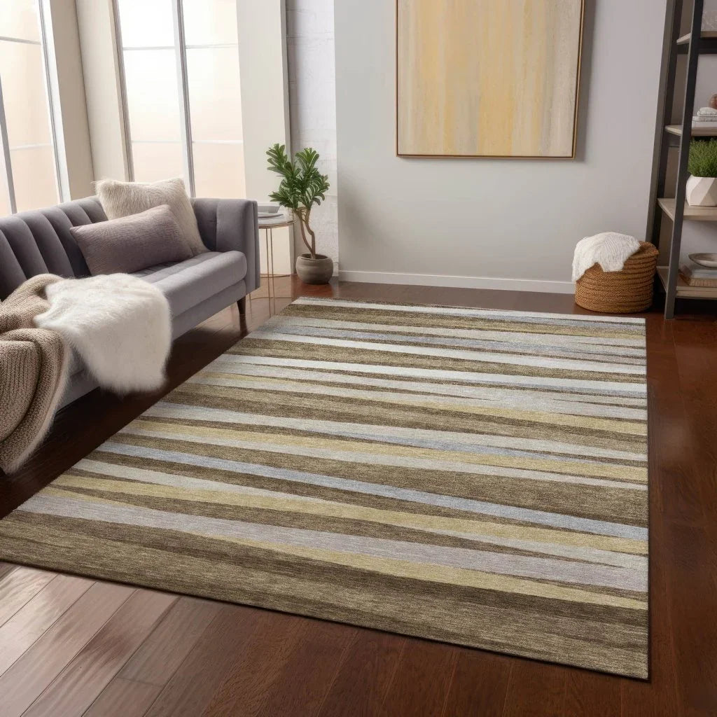 LOOMLAN Rugs Liora Brown Washable Indoor-Outdoor Rug