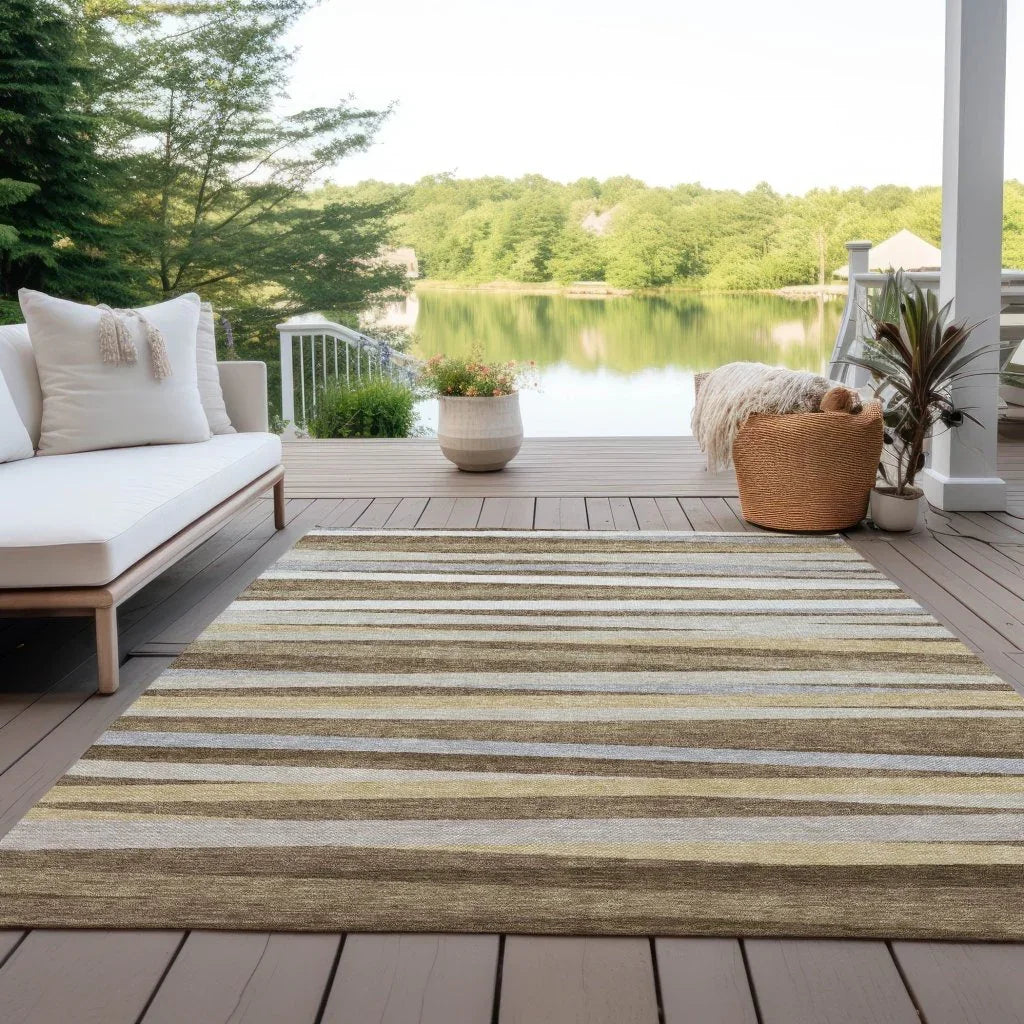 LOOMLAN Rugs Liora Brown Washable Indoor-Outdoor Rug