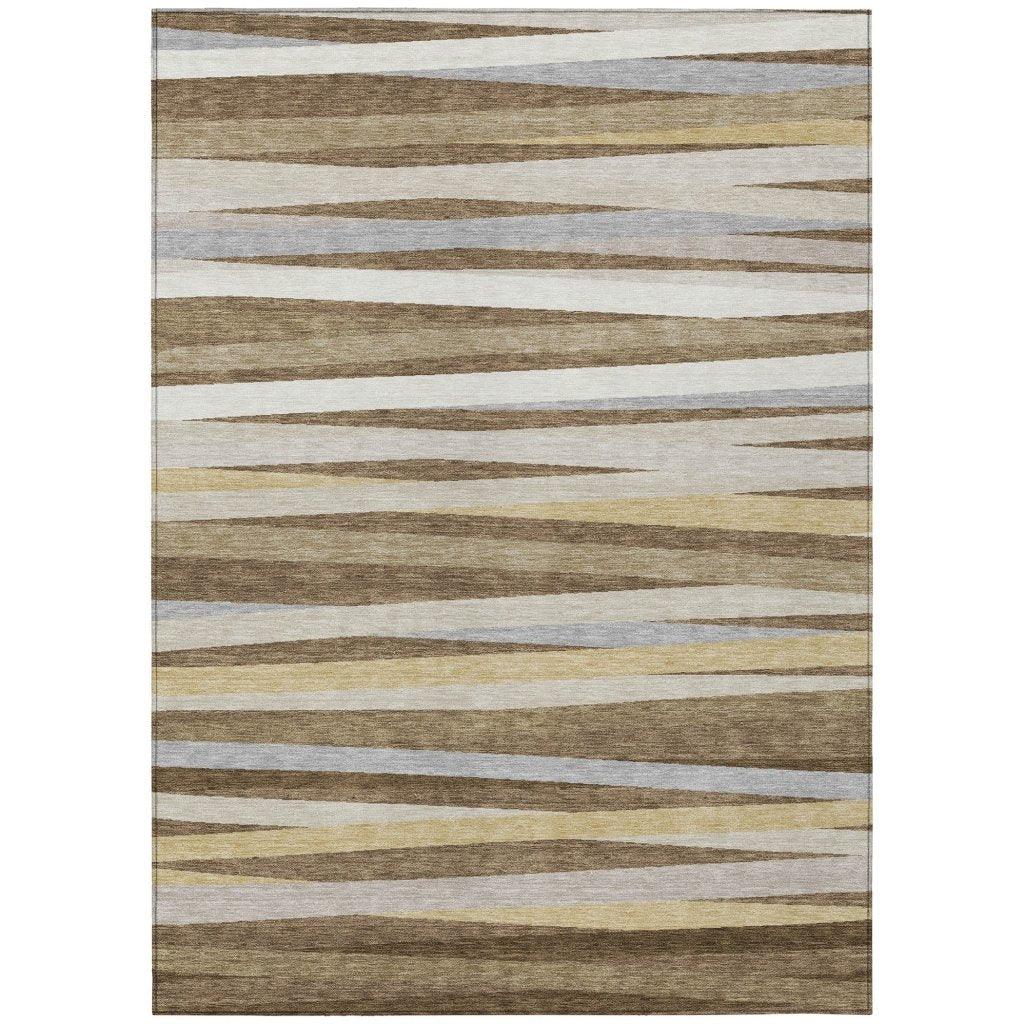 LOOMLAN Rugs Liora Brown Washable Indoor-Outdoor Rug