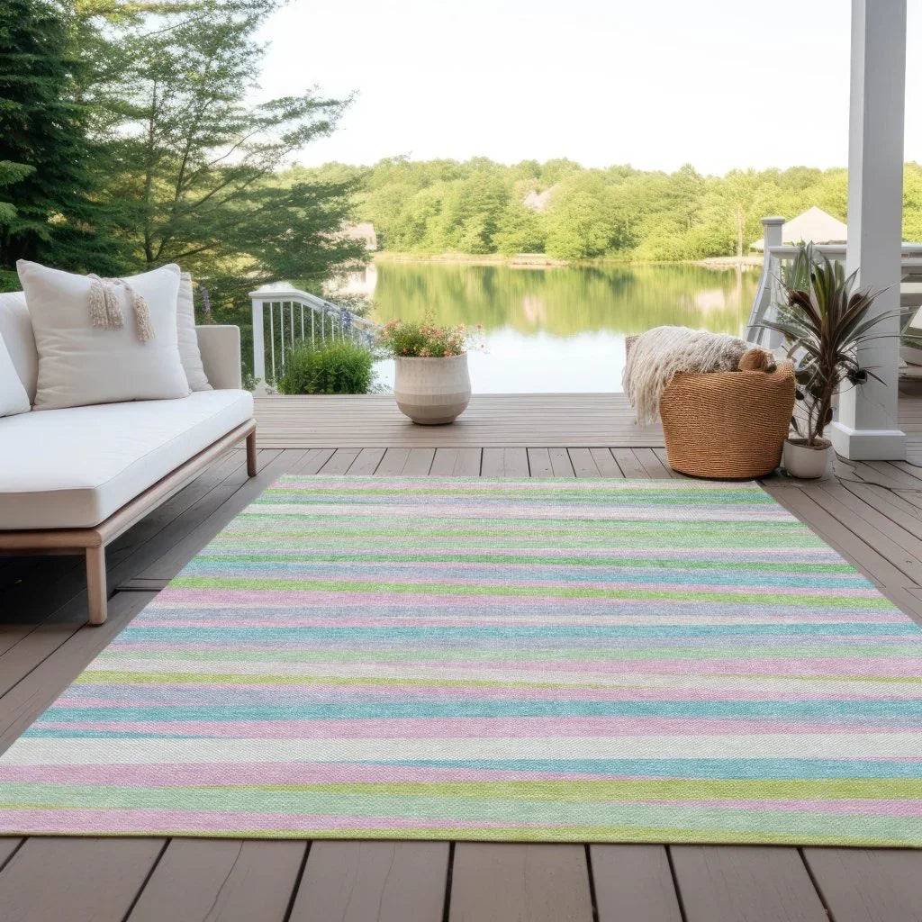 LOOMLAN Rugs Liora Green Washable Indoor-Outdoor Rug