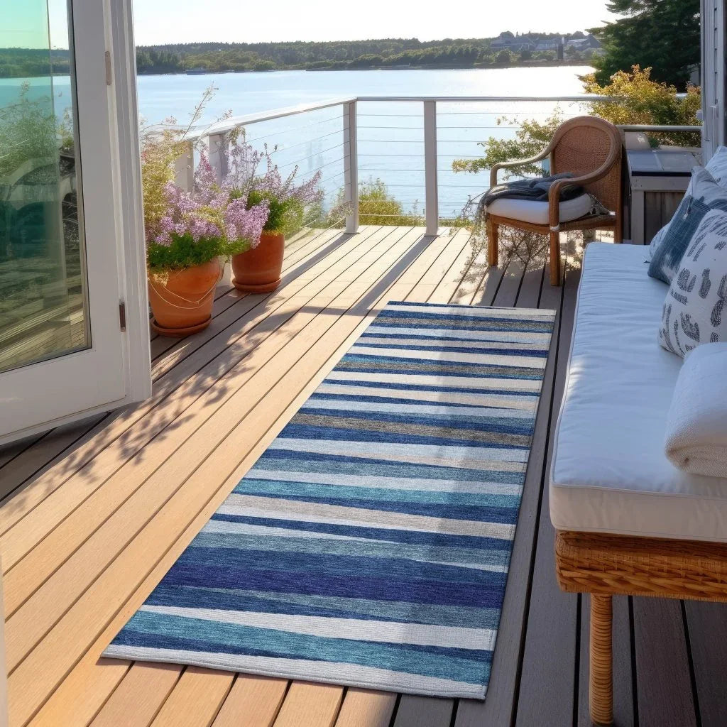 LOOMLAN Rugs Liora Navy Washable Indoor-Outdoor Rug