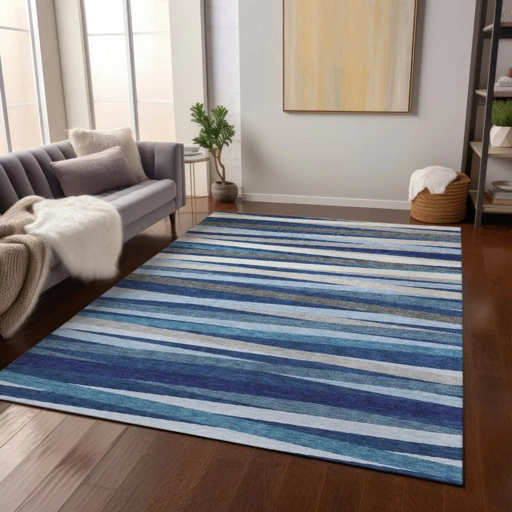 LOOMLAN Rugs Liora Navy Washable Indoor-Outdoor Rug