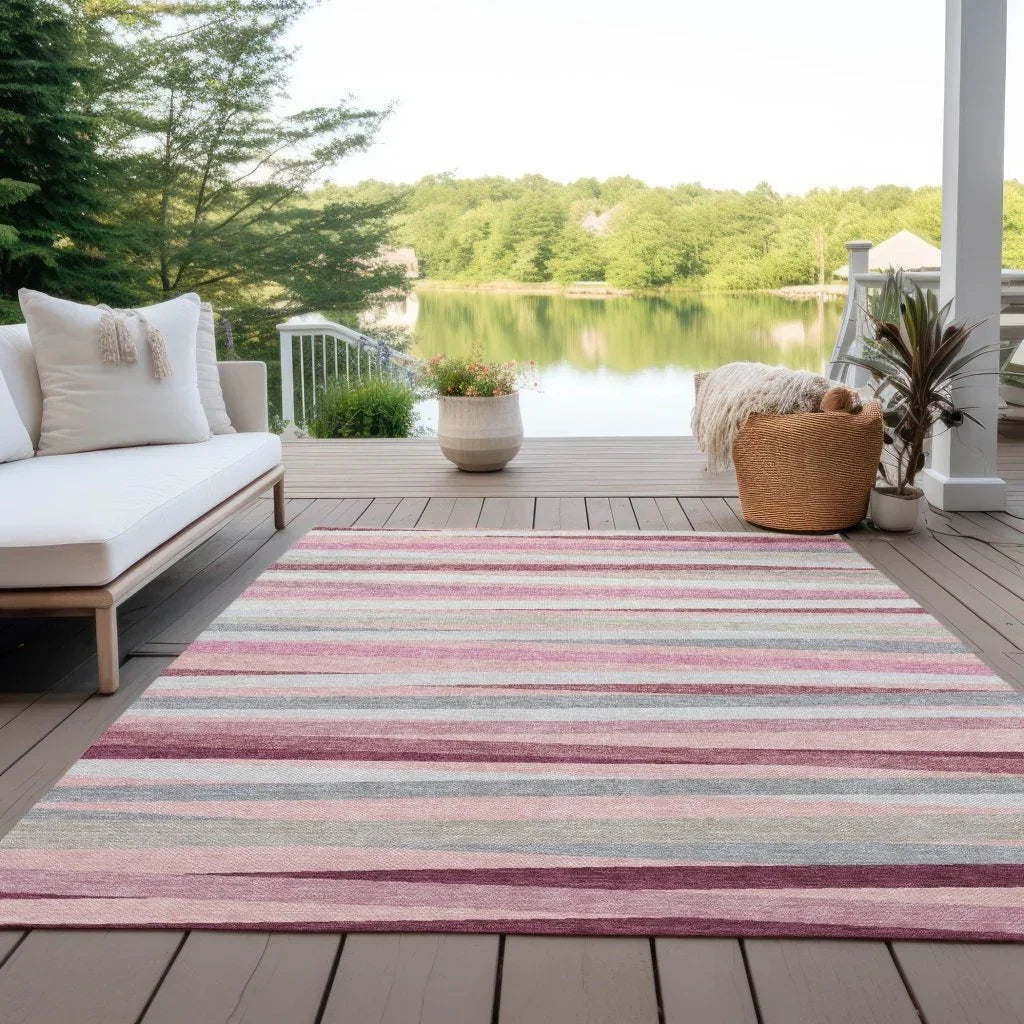 LOOMLAN Rugs Liora Pink Washable Indoor-Outdoor Rug