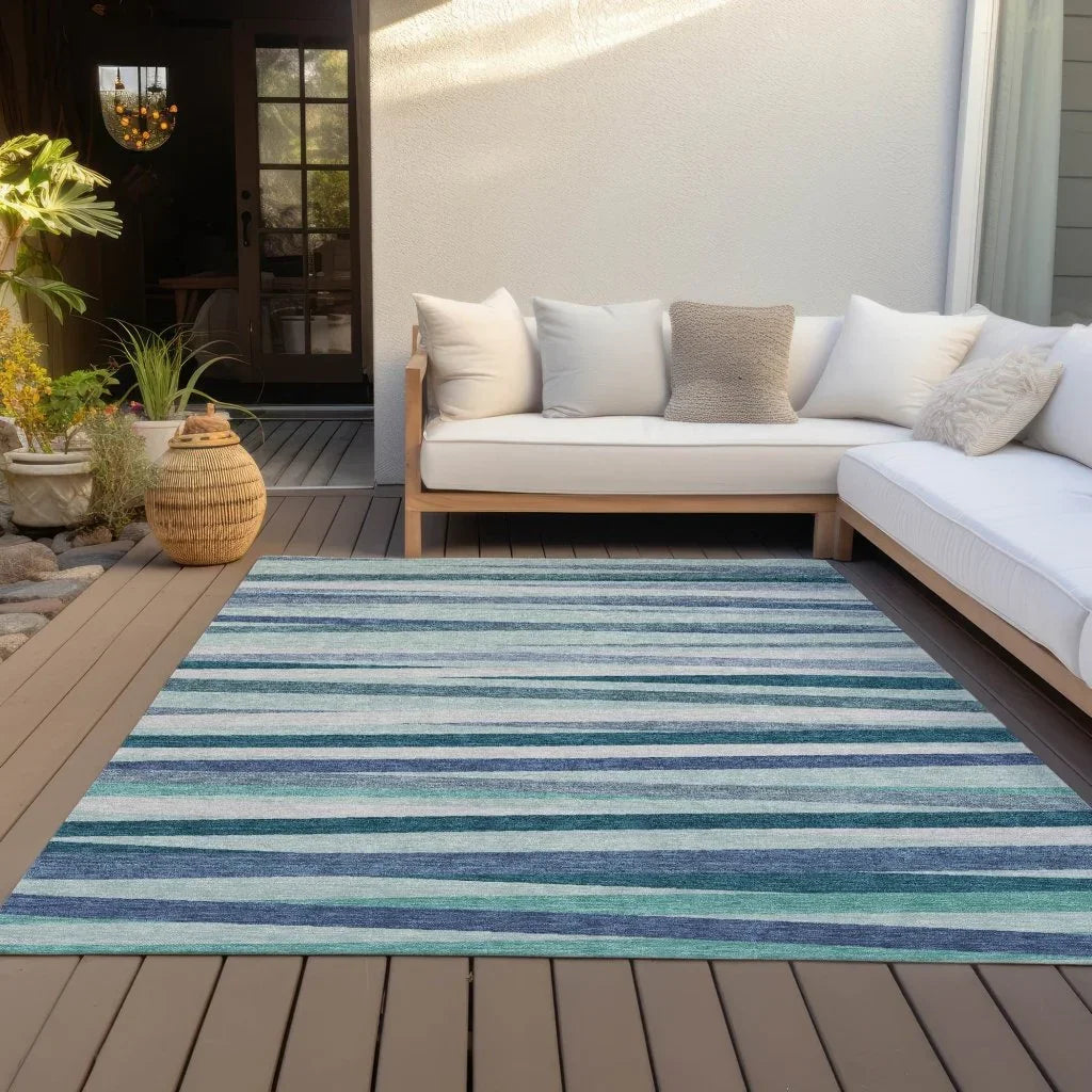 LOOMLAN Rugs Liora Teal Washable Indoor-Outdoor Rug