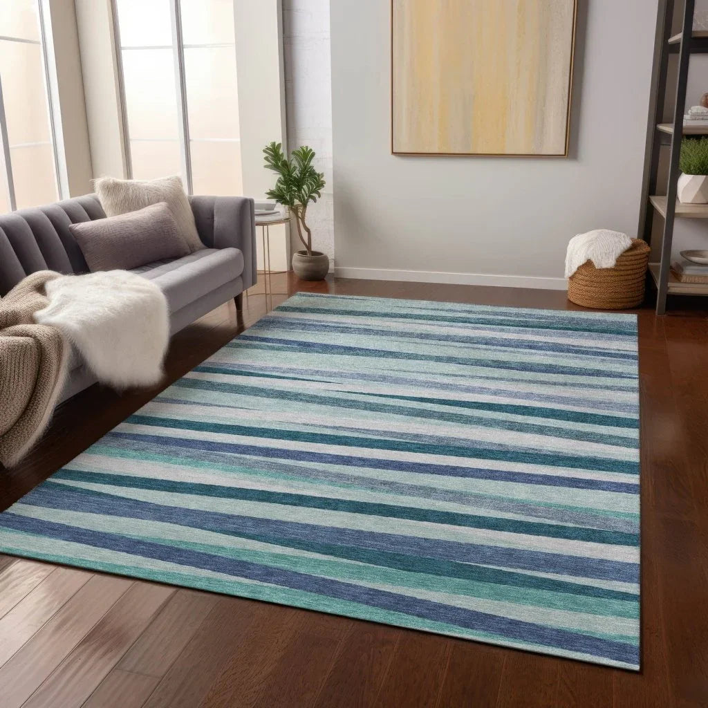 LOOMLAN Rugs Liora Teal Washable Indoor-Outdoor Rug