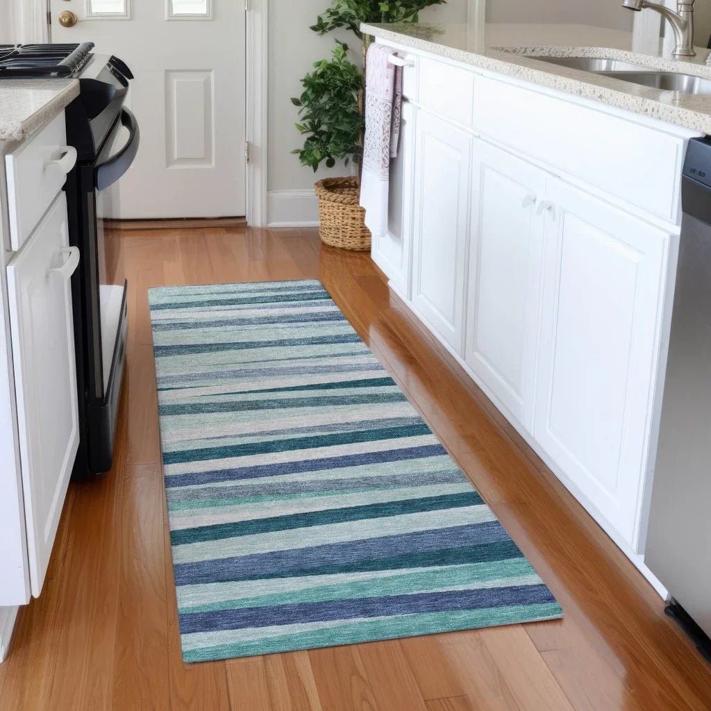 LOOMLAN Rugs Liora Teal Washable Indoor-Outdoor Rug