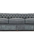 108" Slate Grey Chesterfield Leather Sofa Sofas & Loveseats LOOMLAN By Uptown Sebastian