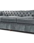 108" Slate Grey Chesterfield Leather Sofa Sofas & Loveseats LOOMLAN By Uptown Sebastian