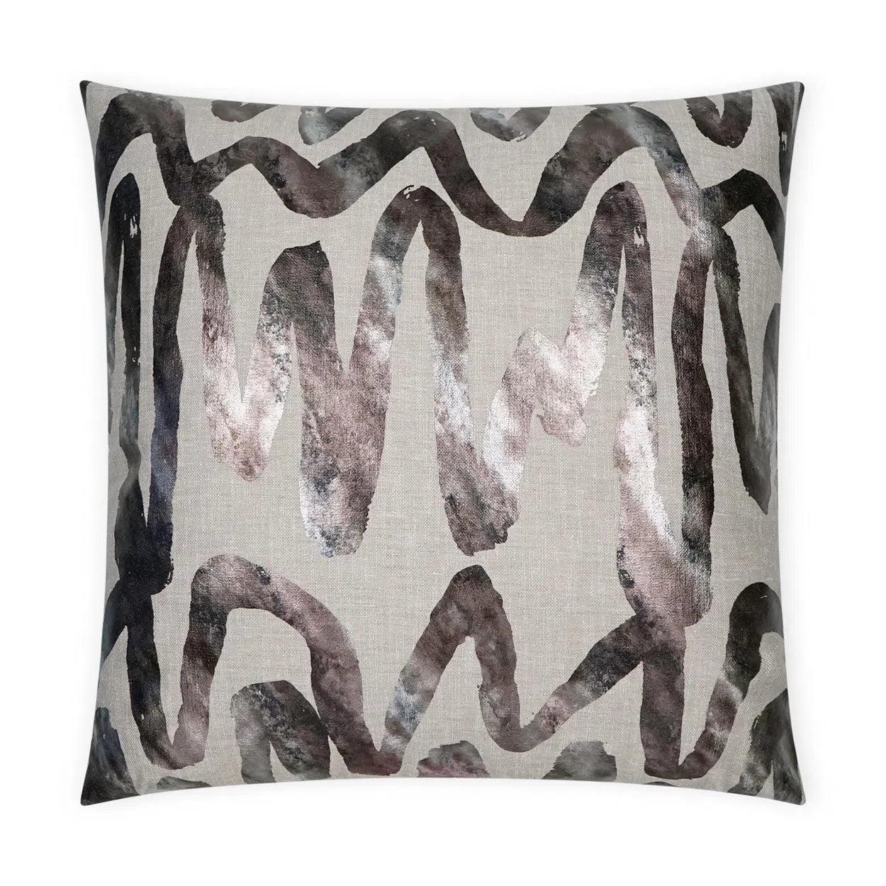 D.V. Kap Alita Pewter Abstract Silver Large Throw Pillow With Insert
