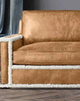 Austin Brown Benchmade Leather Couch With Shearing Trim Sofas & Loveseats LOOMLAN By Uptown Sebastian