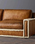 Austin Brown Benchmade Leather Couch With Shearing Trim Sofas & Loveseats LOOMLAN By Uptown Sebastian