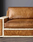 Austin Brown Benchmade Leather Couch With Shearing Trim Sofas & Loveseats LOOMLAN By Uptown Sebastian