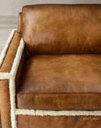 Austin Brown Benchmade Leather Couch With Shearing Trim Sofas & Loveseats LOOMLAN By Uptown Sebastian