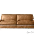 Austin Brown Benchmade Leather Couch With Shearing Trim Sofas & Loveseats LOOMLAN By Uptown Sebastian