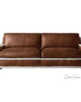 Austin Brown Benchmade Leather Couch With Shearing Trim Sofas & Loveseats LOOMLAN By Uptown Sebastian