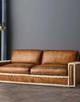 Austin Brown Benchmade Leather Couch With Shearing Trim Sofas & Loveseats LOOMLAN By Uptown Sebastian