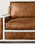 Austin Brown Benchmade Leather Couch With Shearing Trim Sofas & Loveseats LOOMLAN By Uptown Sebastian