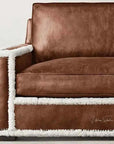 Austin Brown Benchmade Leather Couch With Shearing Trim Sofas & Loveseats LOOMLAN By Uptown Sebastian