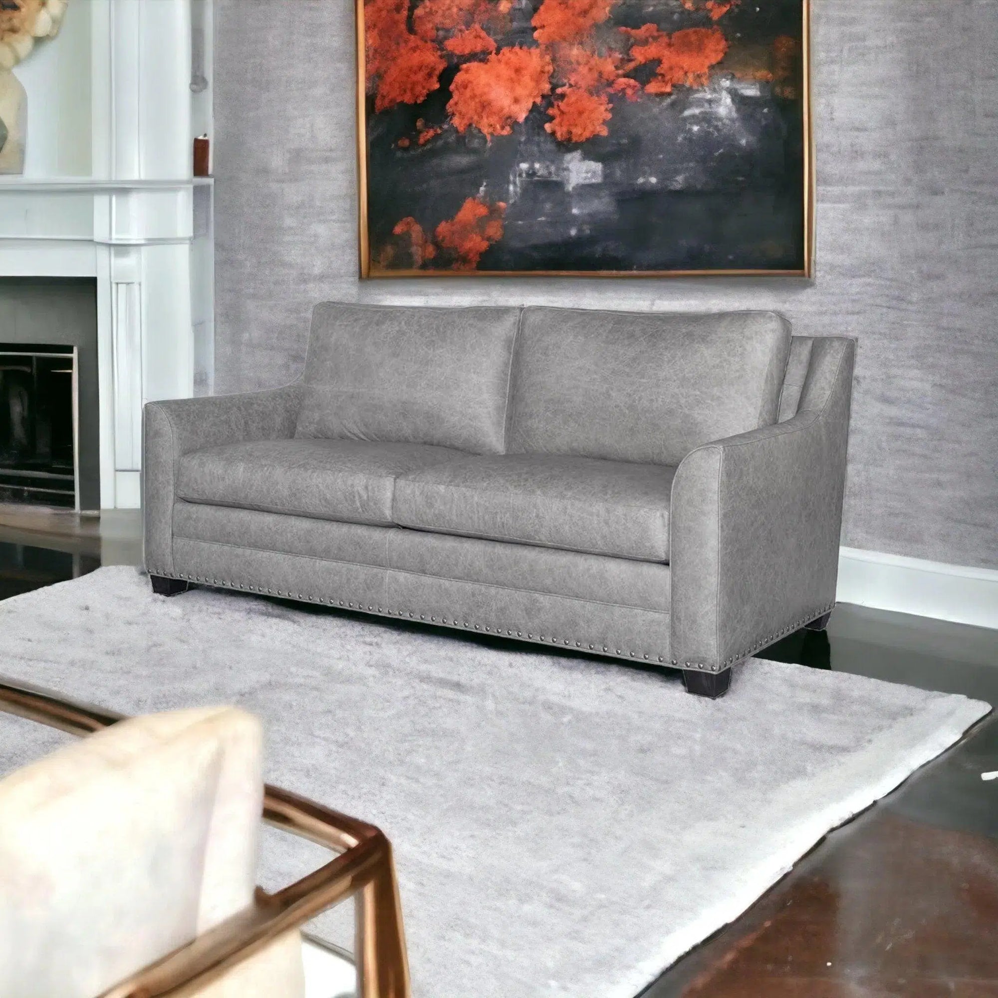 Uptown Sebastian Bald Eagle Luxe - Patriotic Custom Leather Sofa
