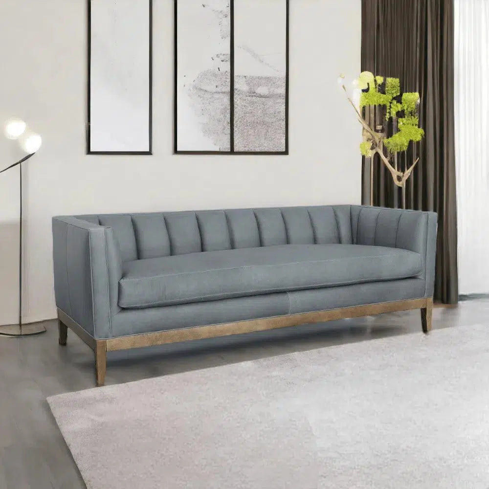 Contemporary Leather Chesterfield Sofa Single Cushion Seat Sofas & Loveseats LOOMLAN By Uptown Sebastian