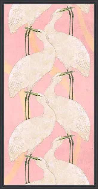 Crane Dance Two Step Artwork Framed Canvas With Floating Frame Artwork LOOMLAN By LOOMLAN