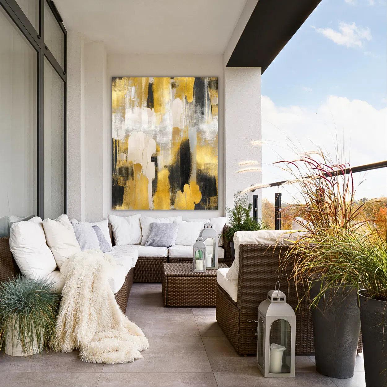 Golden Cityscape Indoor Outdoor Wall Art - Sustainable and Durable Artwork LOOMLAN By LOOMLAN