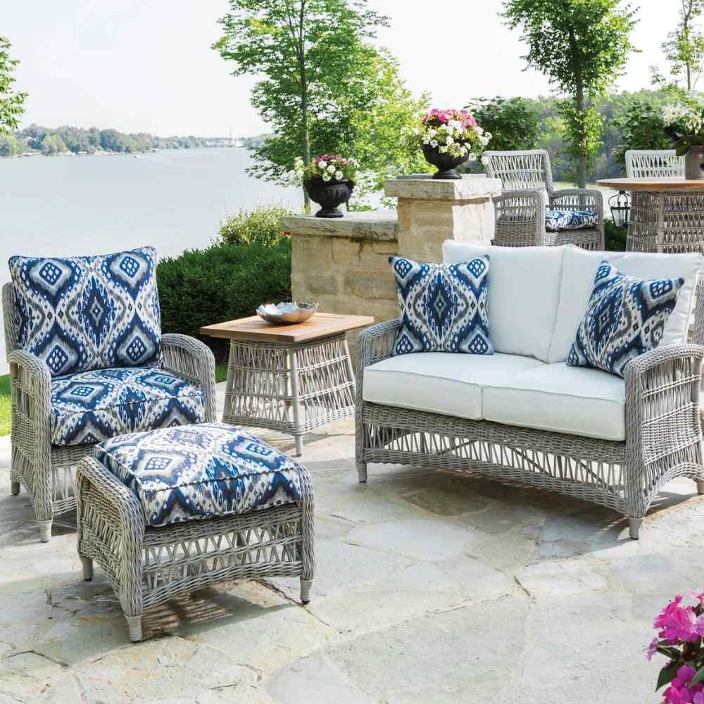 Lloyd Flanders Mackinac Patio Furniture Wicker Outdoor Ottoman