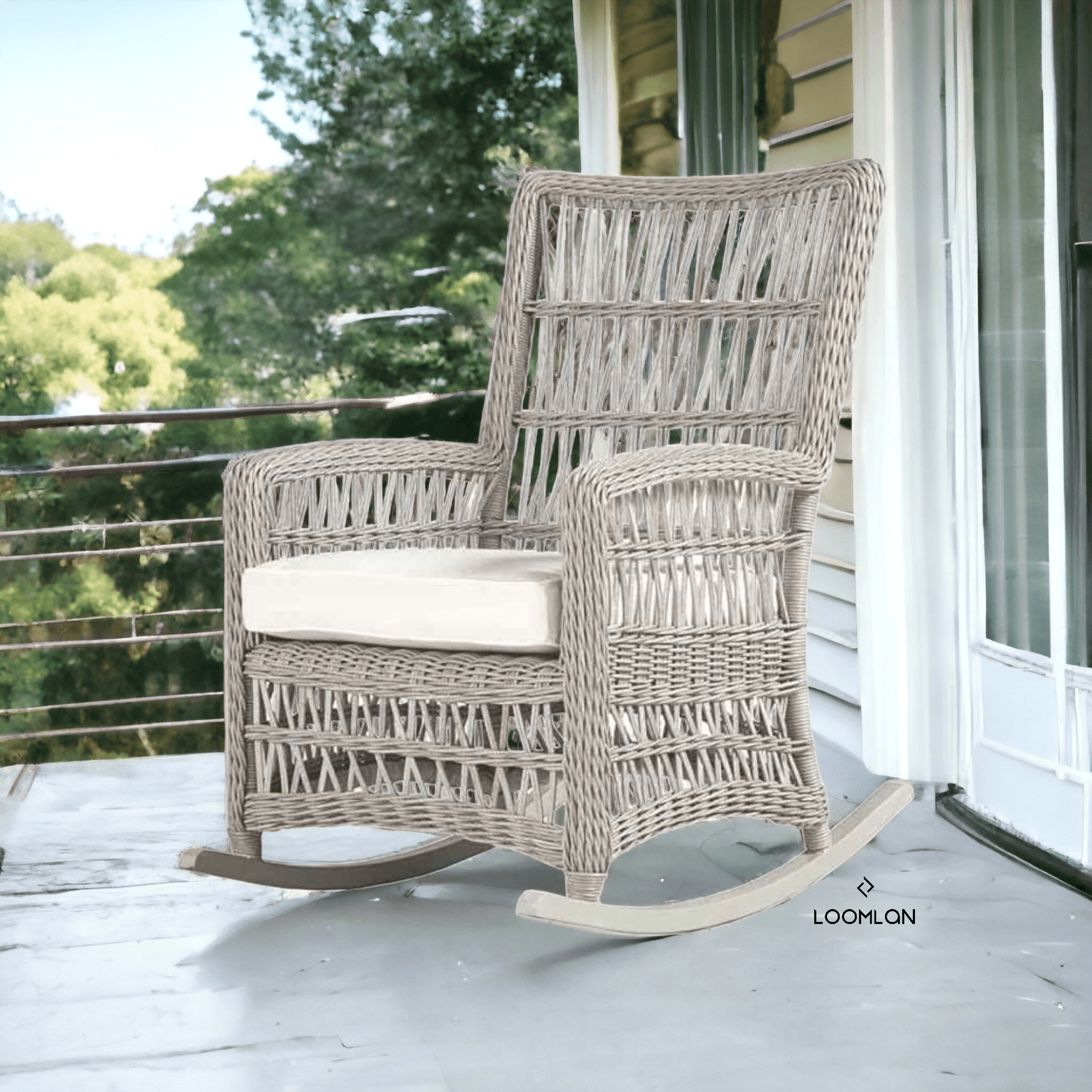 Lloyd Flanders Mackinac Wicker Outdoor Porch Rocker High Back
