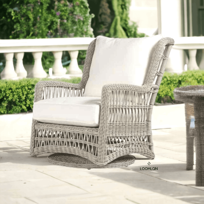 Lloyd Flanders Mackinac Wicker Outdoor Swivel Glider Chair - High Back