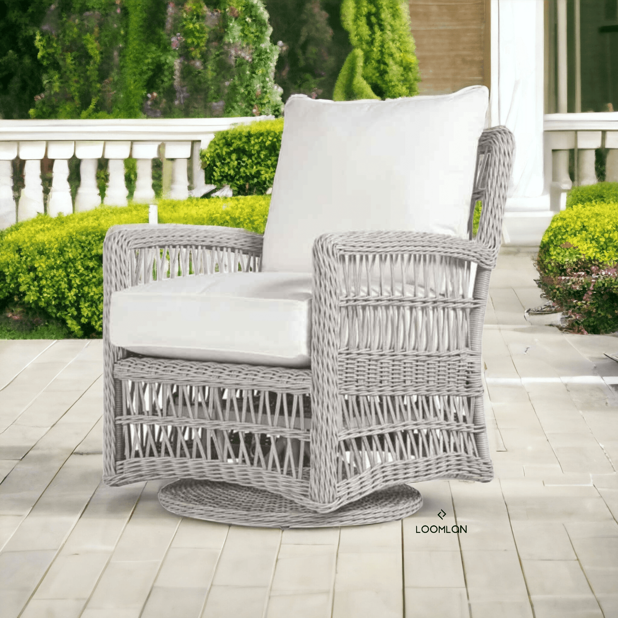 Lloyd Flanders Mackinac Wicker Outdoor Swivel Glider Chair Cushions