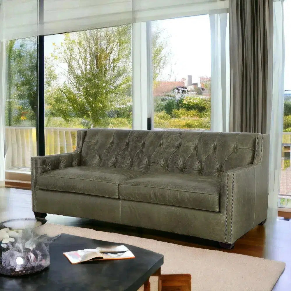 Modern Leather Sofa - 90 Inch Henry Top Grain Leather Couch Sofas & Loveseats LOOMLAN By Uptown Sebastian