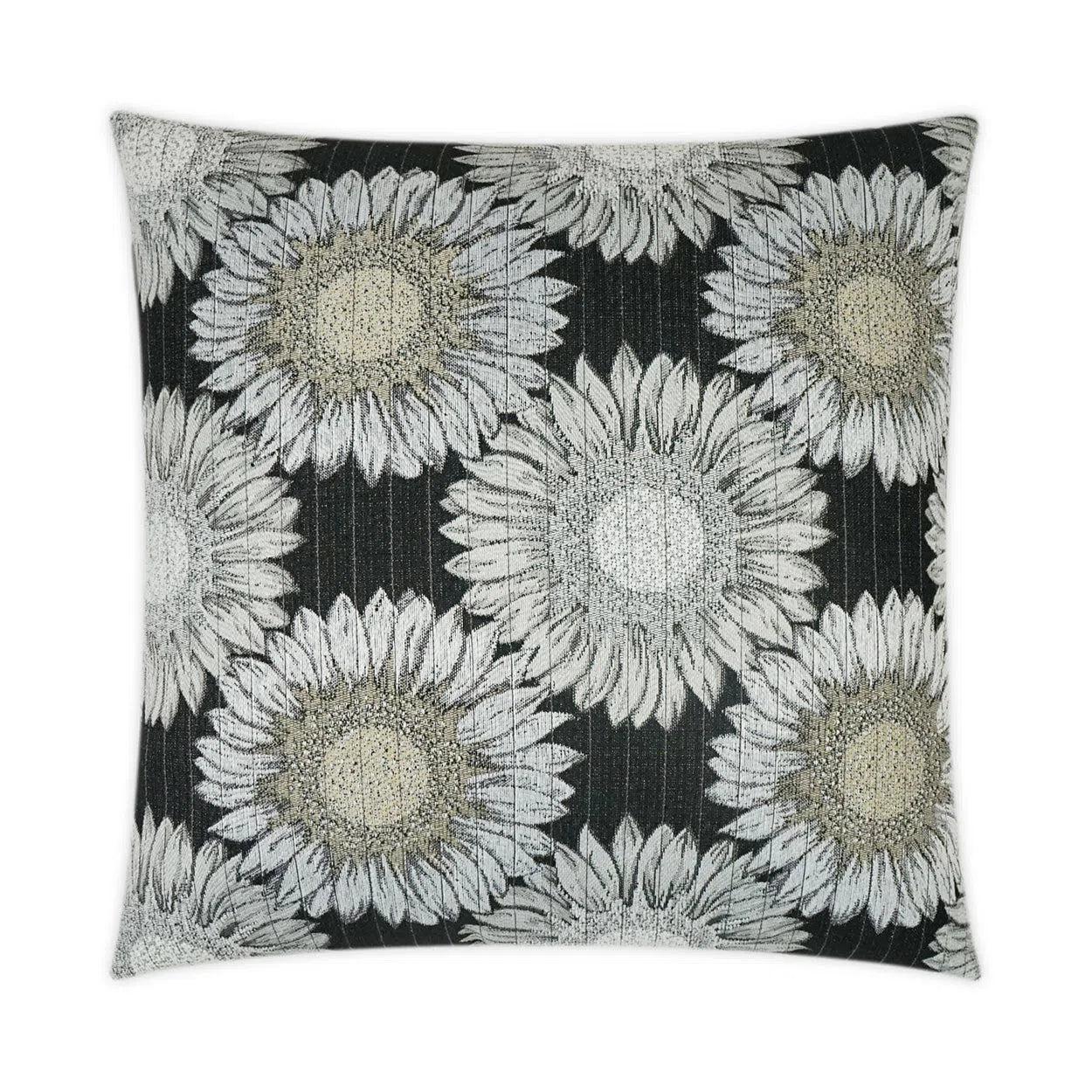 Outdoor Daisy Chain Pillow - Black Outdoor Pillows LOOMLAN By D.V. Kap