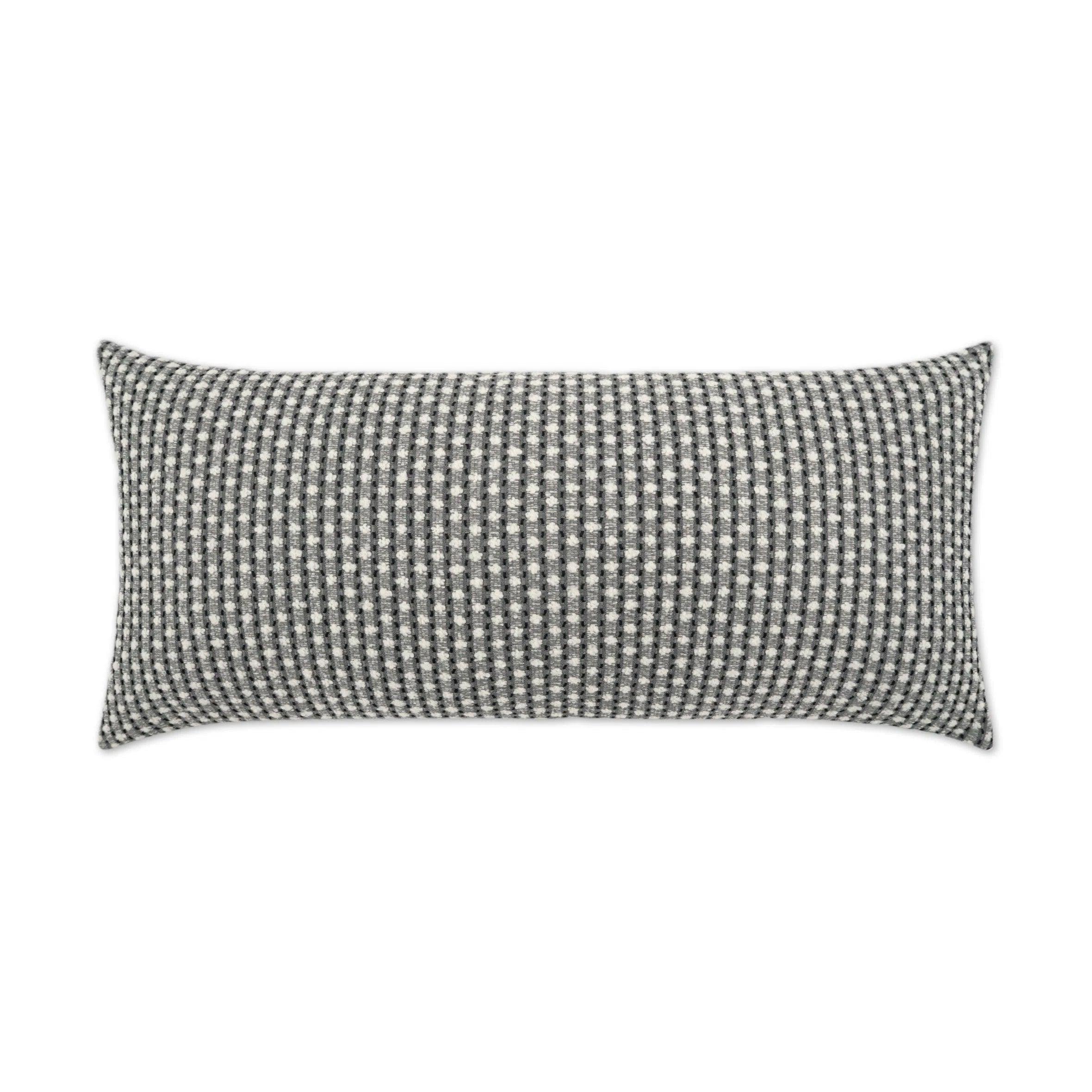 Outdoor Dot Dash Lumbar Pillow - Grey Outdoor Pillows LOOMLAN By D.V. Kap