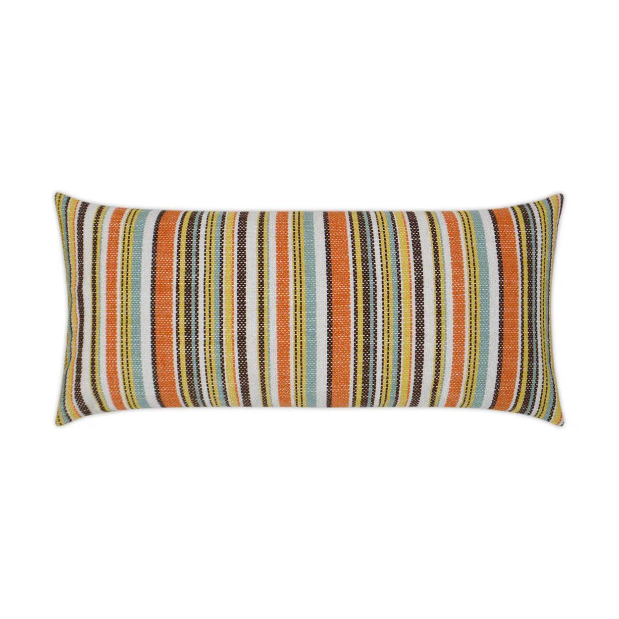 Outdoor Fancy Stripe Lumbar Pillow - Multi Outdoor Pillows LOOMLAN By D.V. Kap