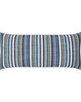 Outdoor Fancy Stripe Lumbar Pillow - Navy Outdoor Pillows LOOMLAN By D.V. Kap