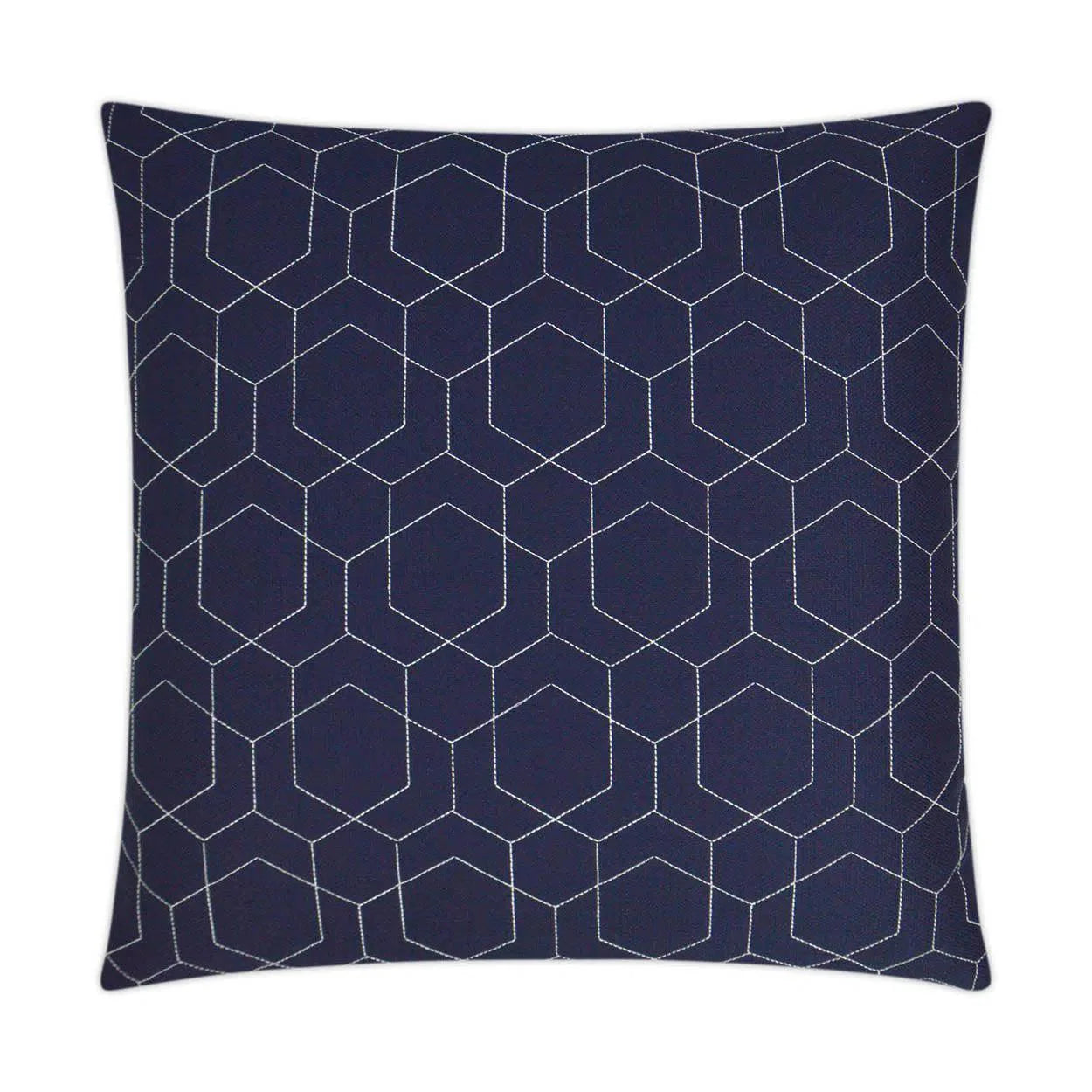 Outdoor Hex Quilt Pillow - Navy Outdoor Pillows LOOMLAN By D.V. Kap