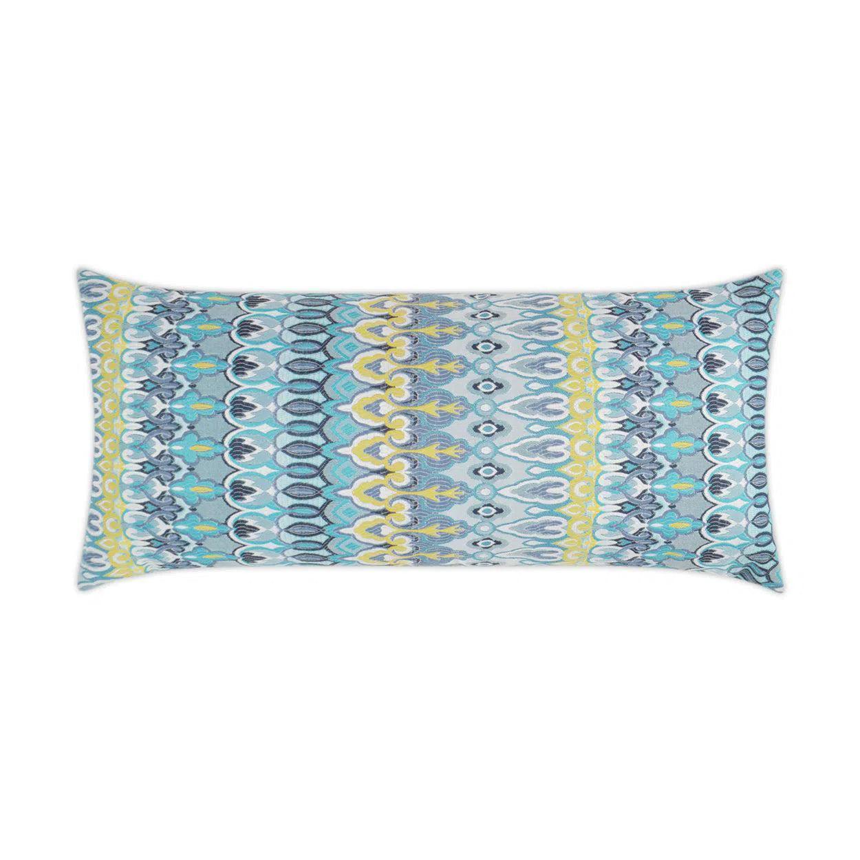 Outdoor Kanthum Lumbar Pillow - Turquoise Outdoor Pillows LOOMLAN By D.V. Kap