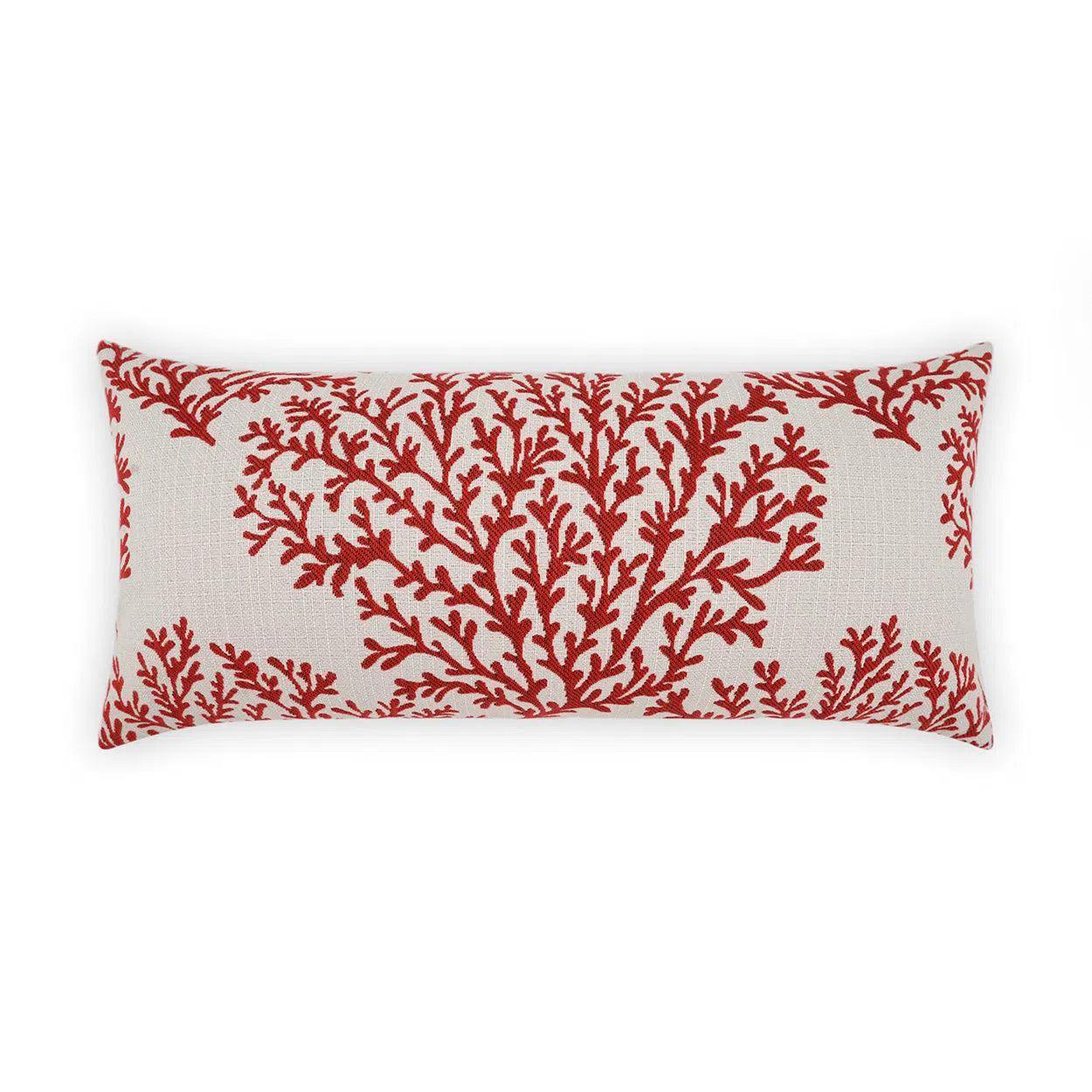 Outdoor Peggy Lumbar Pillow - Red Outdoor Pillows LOOMLAN By D.V. Kap