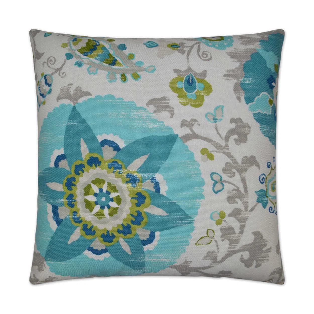 Outdoor Silsila Pillow - Turquoise Outdoor Pillows LOOMLAN By D.V. Kap