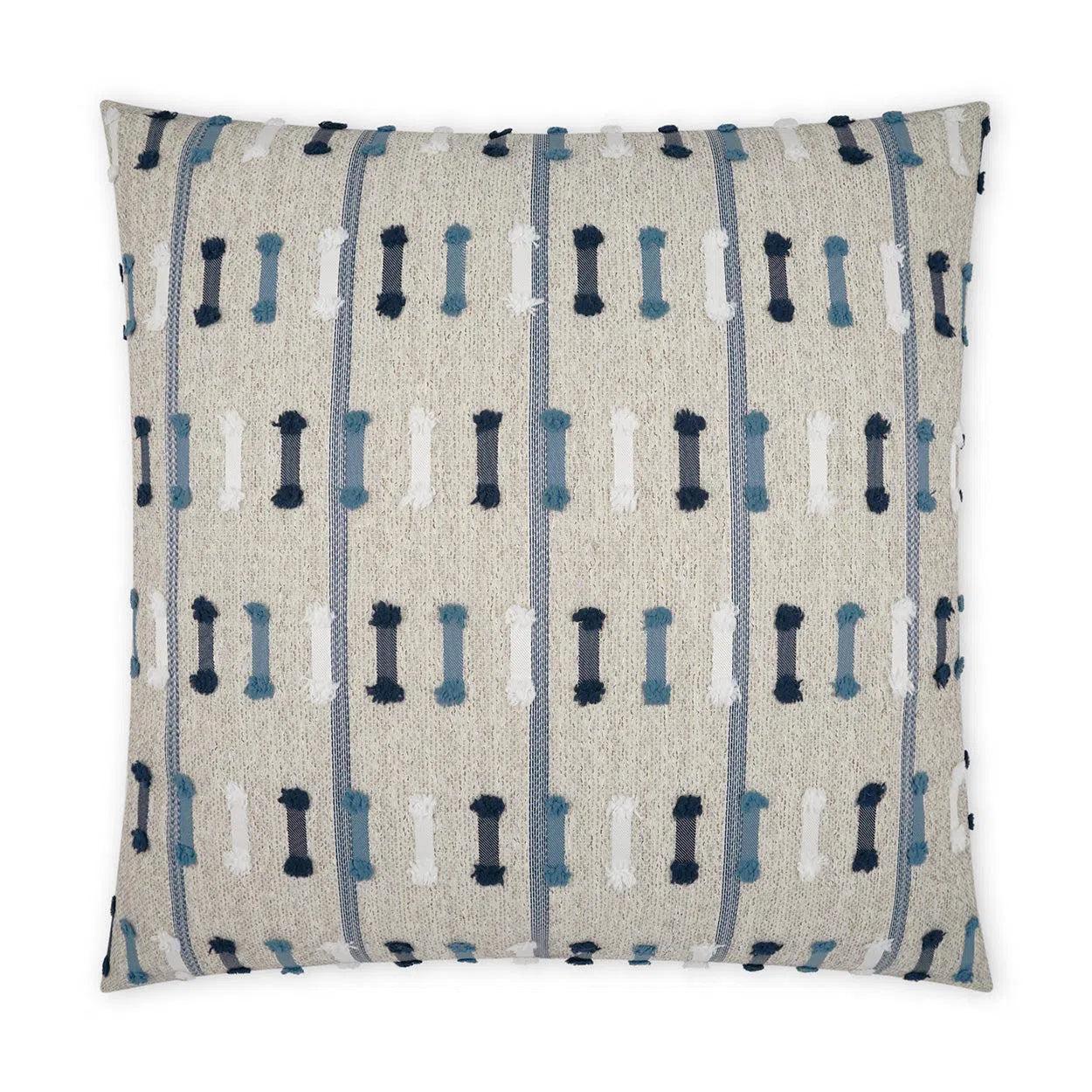 Outdoor Tassel Stripe Pillow - Blue Outdoor Pillows LOOMLAN By D.V. Kap