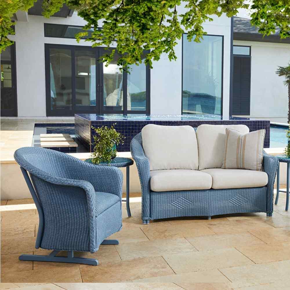 Lloyd Flanders Reflections Wicker Porch Rocker Chair Sunbrella Cushion