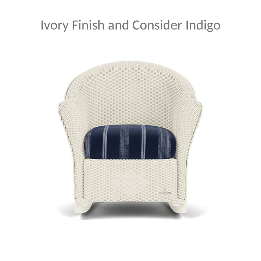 Lloyd Flanders Reflections Wicker Porch Rocker Chair Sunbrella Cushion