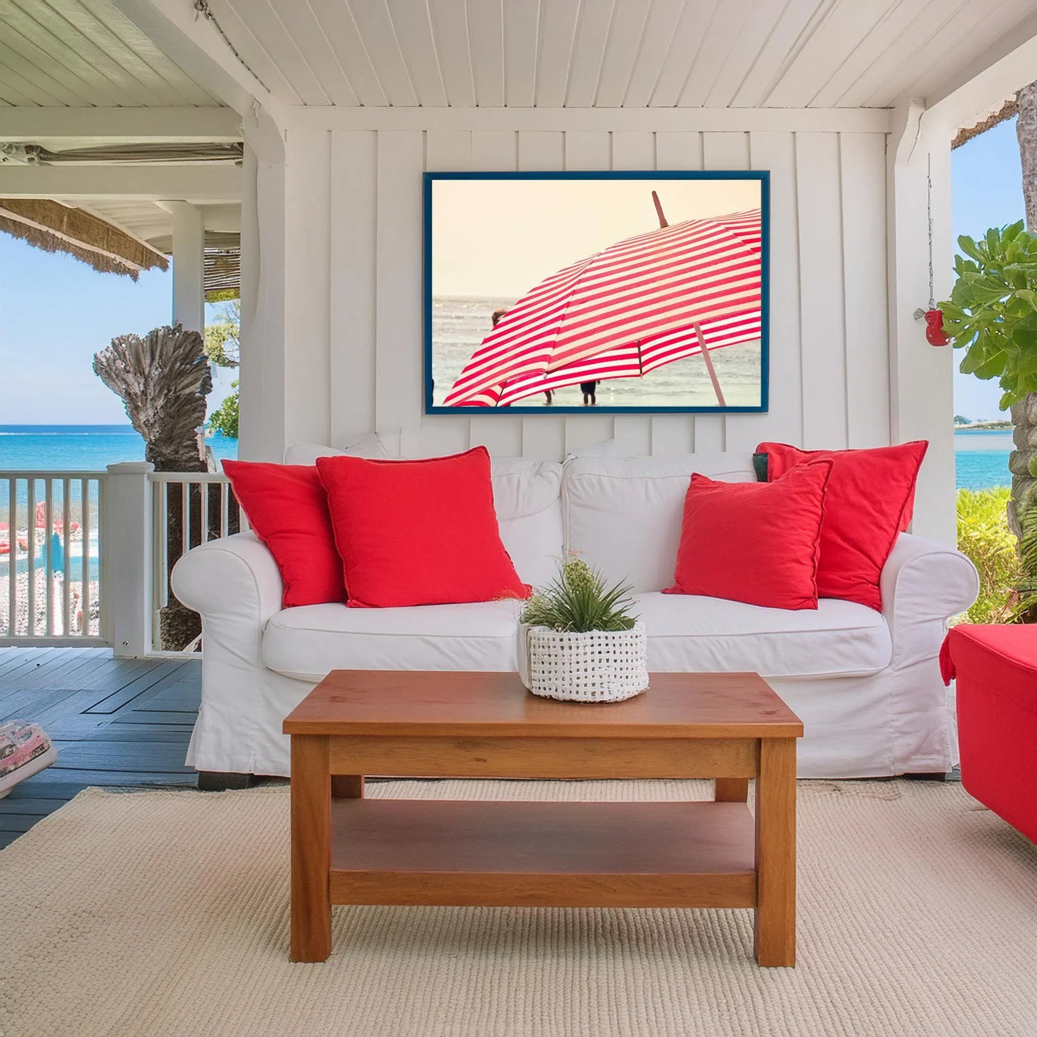 Summer Beach Umbrella Framed Canvas Wall Art For Living Room Artwork LOOMLAN By LOOMLAN