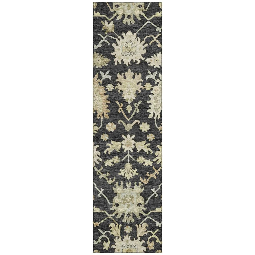LOOMLAN Rugs Louis Black Washable Indoor-Outdoor Rug
