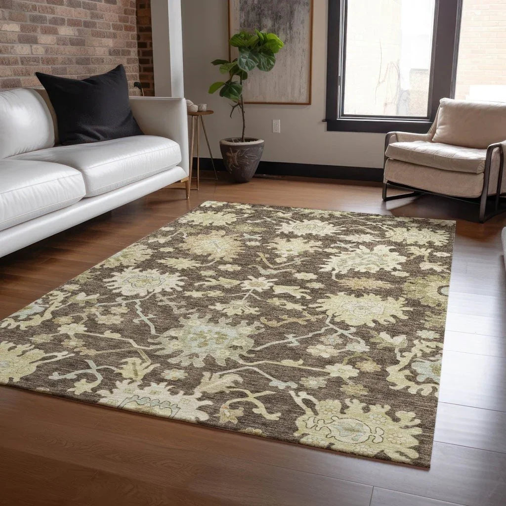 LOOMLAN Rugs Louis Brown Washable Indoor-Outdoor Rug